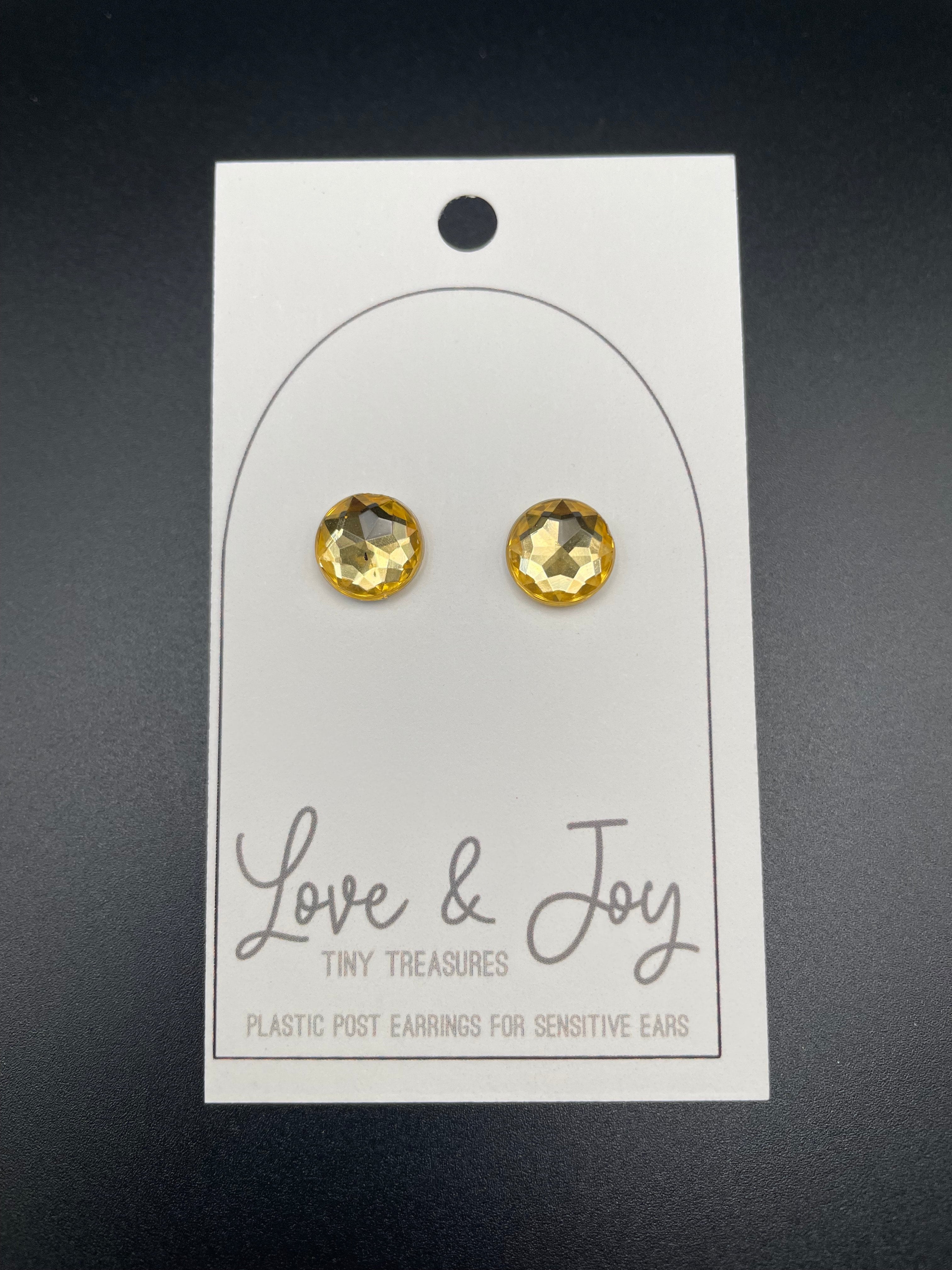 For School Plastic Post Earrings Rhinestone Crystal Plastic Post